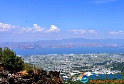View over Dali countryside and Erhai Lake from Cangshan Mountains