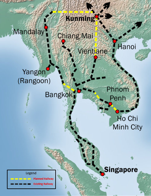 Kunming-Singapore Train Route