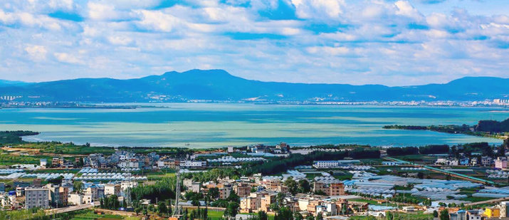 panorama view of xingyun lake yuxi yunnan china